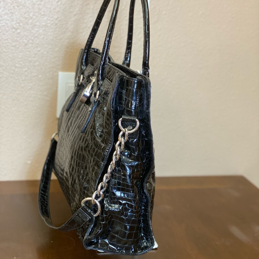 Michael Kors Black Embossed Snakeskin Leather Tote - Picture 5 of 15